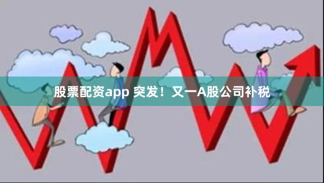 股票配资app 突发！又一A股公司补税